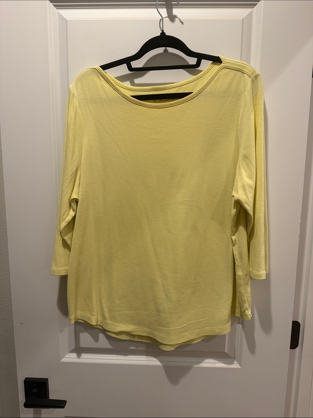Chico's Pale Lemon Boatneck Long Sleeve Top
